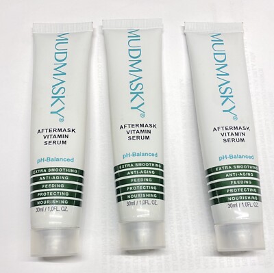(3) Mudmasky Aftermask Vitamin Serum 30ml/1.0 fl oz , Each,New & Sealed.