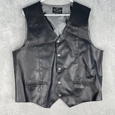 Cody James Deadwood Vest Large L Brown Faux Leather Buffalo