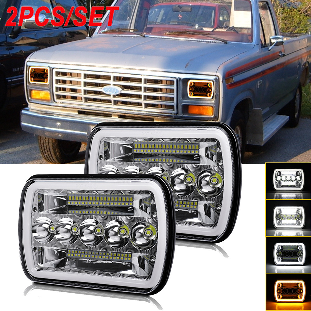 Pair For Ford F-150 1981 1982 1983 1984 7x6" LED Headlights Hi Lo Beam H6054
