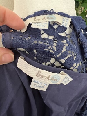 BODEN NAVY BLUE LACE OVERLAY SLIP DRESS-SIZE US 12L UK 16L | eBay