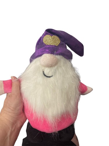 Linzy Plush Gnome 11" Valentines Toy Heart Theme Green With Pink Hat - Picture 3 of 9