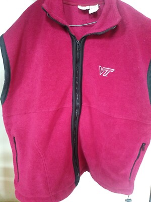 Vgt Virginia Tech Fleece Vest Adult XL Maroon Red Knights Athletics Zip Up Men.!