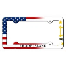 Rhode Island American Flag Novelty Metal License Plate Frame