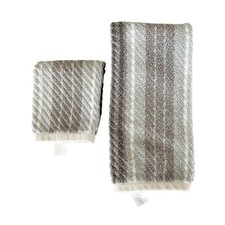 Bamboo Bathroom Hand Towels  One Hand Towels 1 Wash Cloth Striped Textured Gray