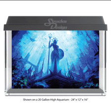 Atlantis Sea Kingdom Cyan Polyester Fish Tank Glass Backdrop Aquarium Background