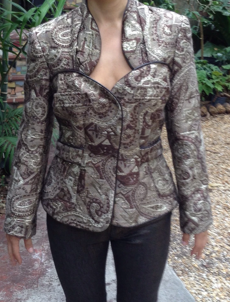 Walter Золотая куртка винтажный классный дизайн Urban Blazer верхний коричневый ретро клуб S/M - Изображение 4 из 4