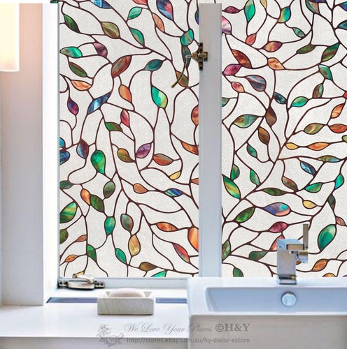 3D Green Leaves 265 Window Film Print Sticker Cling Stained Glass UV Block