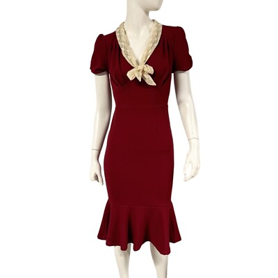 burgundy wiggle dress Harriett Burgundy Wiggle Dress – Pocket Watch and Petticoats main image 1