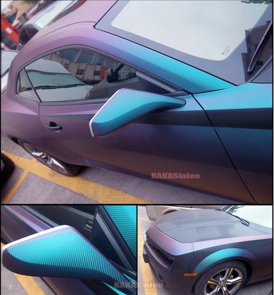 Flexible Car Chameleon 3D Carbon Fiber Vinyl Wrap PVC Sticker Green Purple HDUS - Изображение 4 из 4
