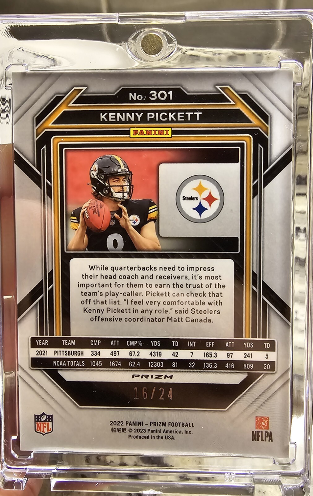 Kenny Pickett Gold Sparkle 2022 Panini Prizm RC /24 Pittsburgh Steelers