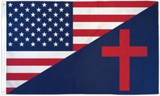 USA/Christian Combo 3x5ft Poly - Religious American Christian Outdoor Decor Flag