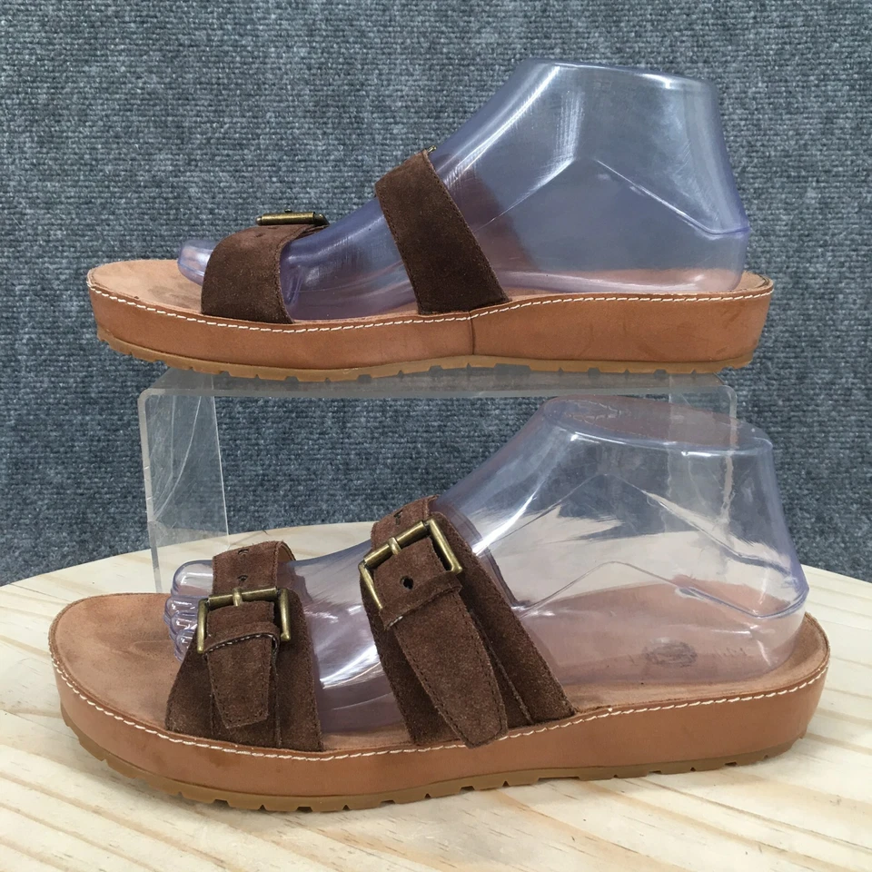 Sandalias Nine West Mujer 9 M Deslizables Marrón Hebilla Correa Cómodas Informales Puntera Abierta Foto 2 de 4