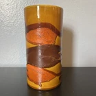 ROYAL HAEGER Earth Wrap Pottery Vase  Brown Orange Crackle Lava Glaze MCM