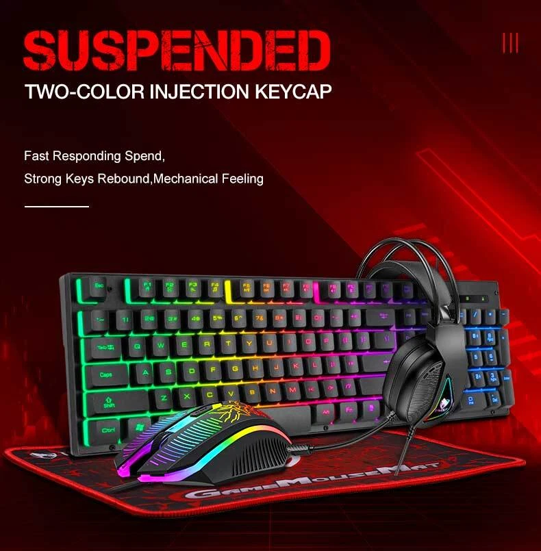 Wired Gaming Keyboard and Mouse Headset Combo RGB Backlit for Xbox One PS5 PS4 - Image 3 of 4