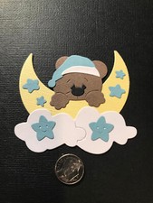 HANDMADE Die Cut / Baby Boy Bear Scrapbooking / Card Embellishment