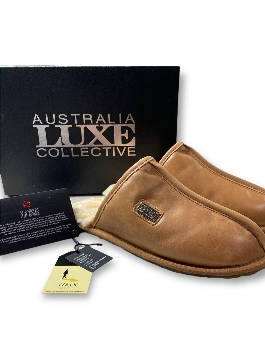 Australia Luxe Men\'s Brown Mool Genuine Shearling Lined Slippers. Size 10 Australia Luxe Collective Mool Genuine Shearling Lined  main image 3