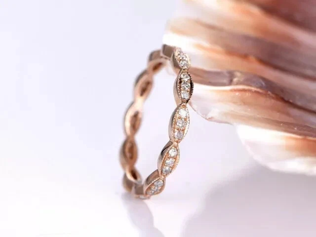 Eternity Wedding Band Ring 1.5Ct Round Lab-Created Diamond 14k Rose Gold Plated - Image 3 of 4