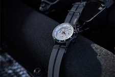 Seiko Mazda Spirit Racing BF9679 Men's Watch Silver Face Chronograph Black Band