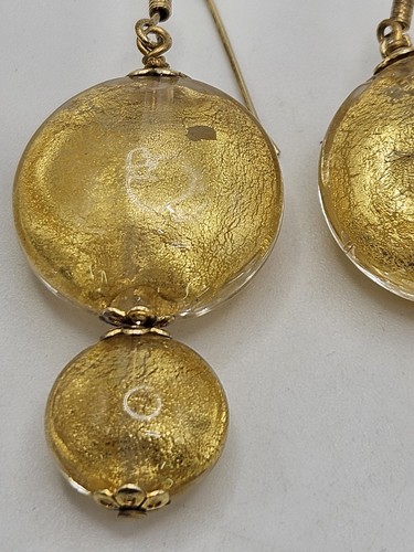 Vintage Goldfolie Murano Glas Perlen Sterlingsilber Vermeil Ohrhänger - Bild 2 von 16