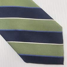 Extra Long Silk Repp Tie Roundtree  Yorke Handmade Necktie 65L Green Navy Blue