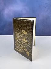 Vintage Japanese Black Lacquer Picture Frame Double Sided, gold floral 7”X 5 1/4