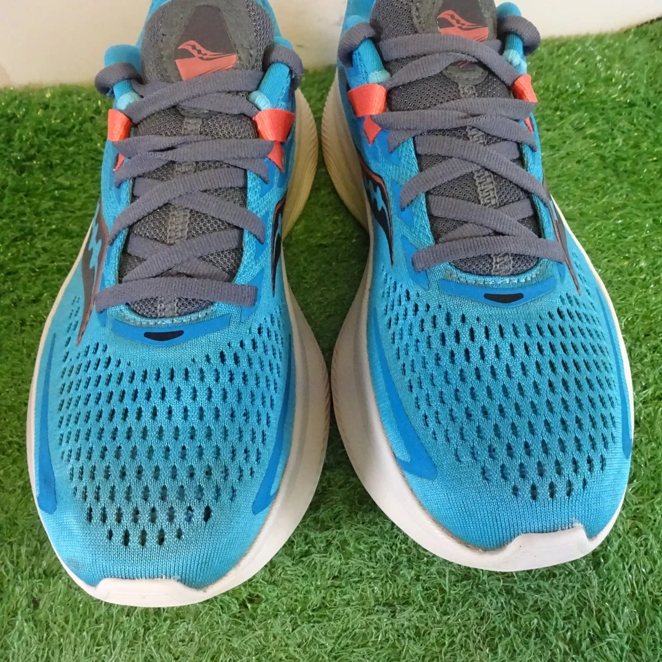 Saucony Trainers 6.5 Women's Ocean Blue PWR RUN Ride 15 Breathable Running Shoes - Image 3 of 4