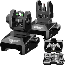 Fiber Optic Iron Sights for Picatinny Rail | Flip Up Front and Rear Black 