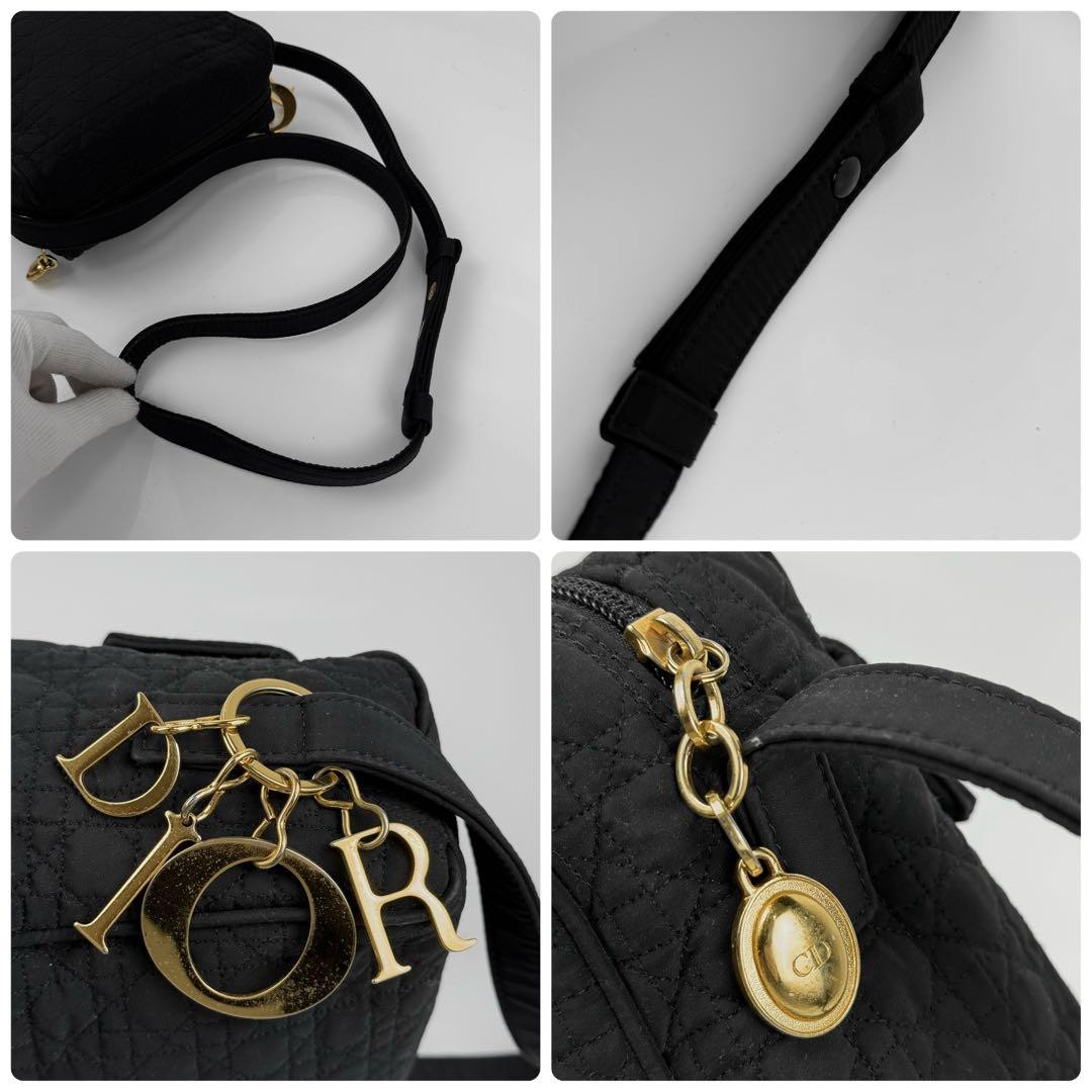 Christian Dior Cannage Shoulder Bag Black Canvas  Authentic thumbnail 17