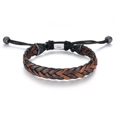 Leather Bracelet for Men, Adjustable Braided Leather Bracelet Wristband, Men'...