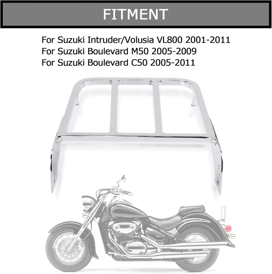 Motorcycle Solo Seat Sissy Bar Rear Luggage Rack Black Steel for Intruder Bou... Foto 4 de 4