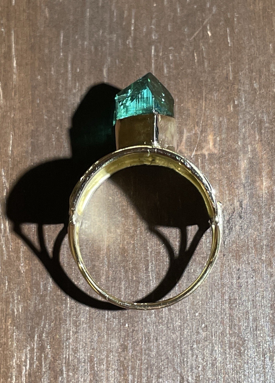 14K Solid Gold Hand-Crafted Green Tourmaline Ring! - image 4