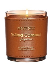 M&SENSE Caramel Vanilla Scented Vegan Soy Candle | 10oz, 42-Hour Slow Burn | Lea