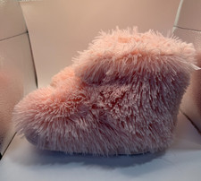 NWT Justice Girls Pink Fuzzy Shaggy Ankle Boot Slippers Size L 8-9
