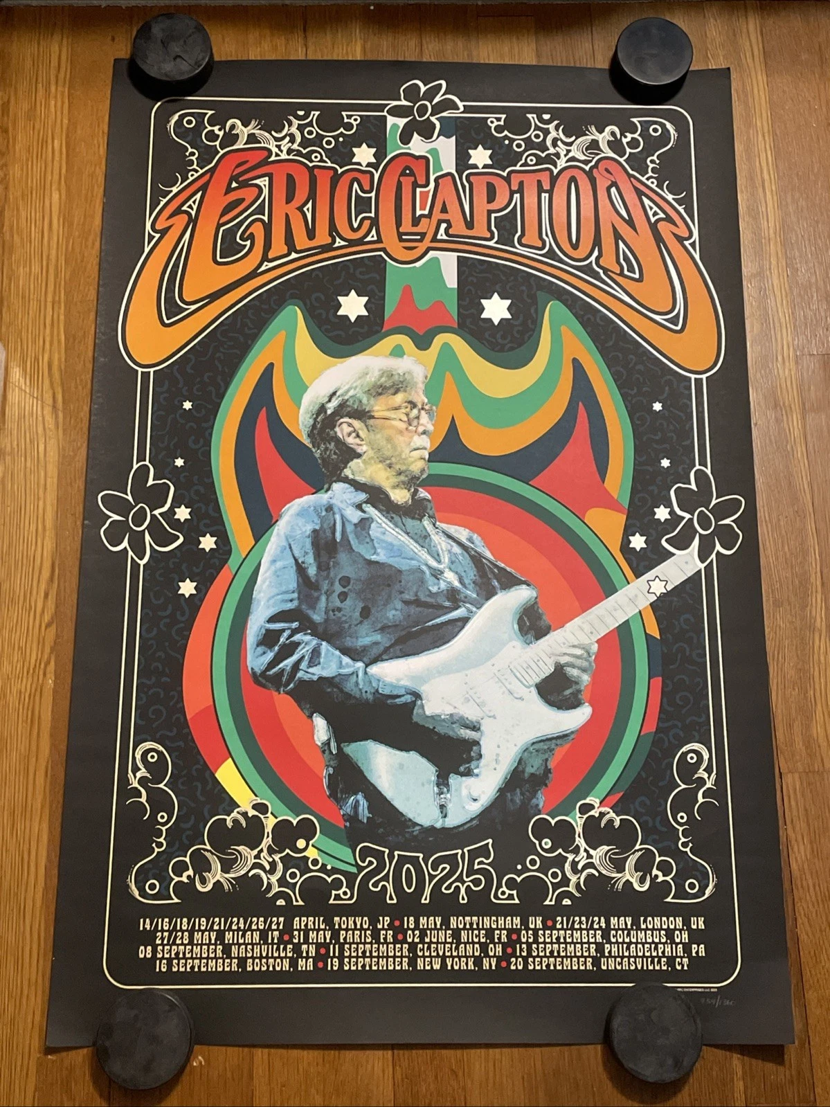 Eric Clapton 2025 Tour Numbered Vertical Poster