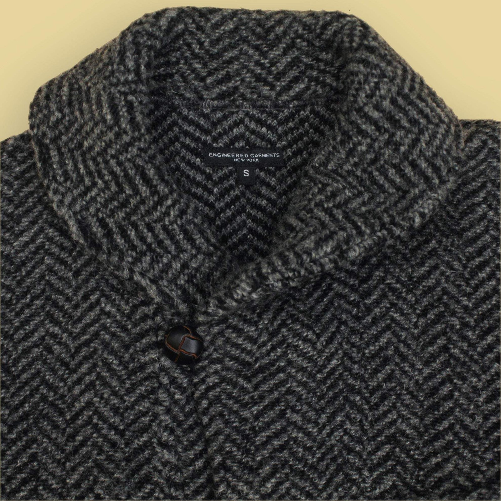 Engineered Garments Gray Herringbone Wool Belted … - image 3