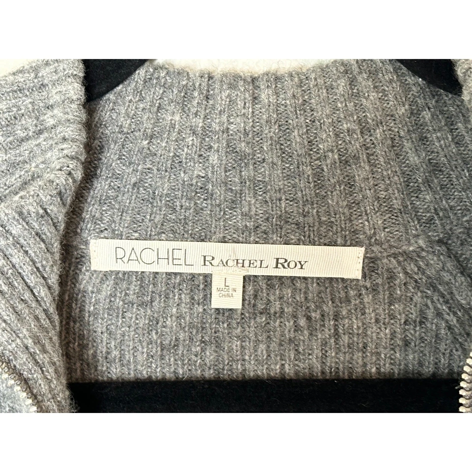 Vestido Suéter Rachel Roy Gris Mezcla Lana de Cordero Volantes Dobladillo Manga Larga Invierno L Foto 3 de 4