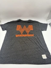 Retro Brand Whataburger Logo Gray T-Shirt Size Large