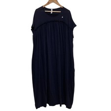 mina perhonen port Gathered cut and sew dress, size 38, navy Women USED