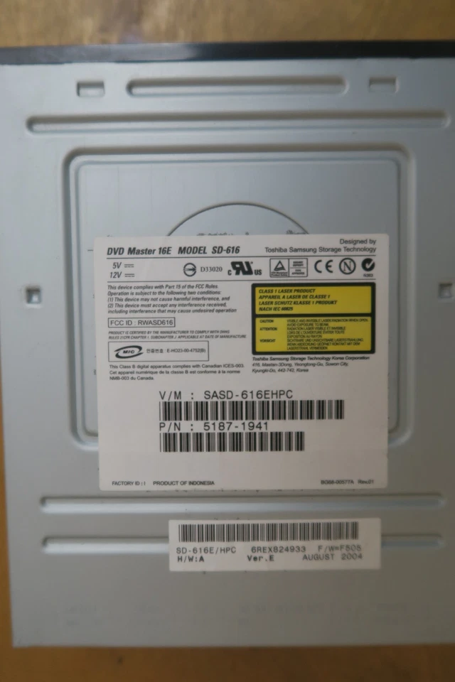 Samsung DVD ROM drive Master 16E MODEL SD-616 HP 5187-1941 CD reader 5.25" - Image 2 of 4