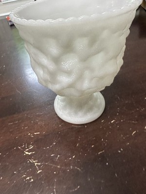 E.O. Brody M3000 Milk Glass Footed Planter Compote Scalloped Rim Cleveland Ohio