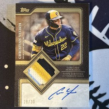 2025 Topps Series 1 Christian Yelich Flagship Auto Patch 28/30 Milwaukee Brewers