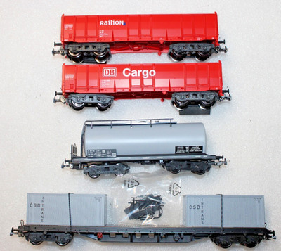 Piko H0 ''4.tlg. Güterwagen Set Containerwagen/Hochbordwagen/Kesselwagen'' Neu