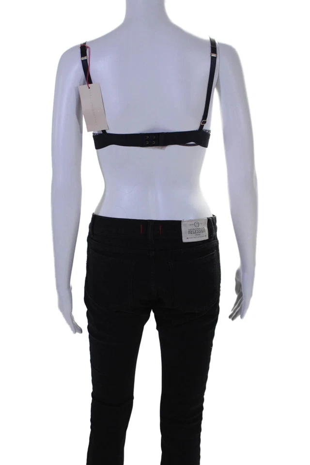 Sujetador Stella McCartney Mujer Acolchado Estampado Diamante Malla Demi Azul Blanco Talla 32A Foto 3 de 4