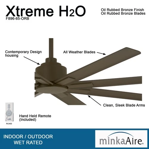Minka Aire Xtreme H2O 65"  - Oil Rubbed Bronze 8-Blade Remote Control - Picture 6 of 6