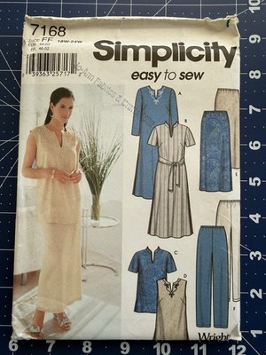 Simplicity Easy To Sew Pattern 7168 Women s Dress Or Top, Skirt, Pants, Tie Belt
