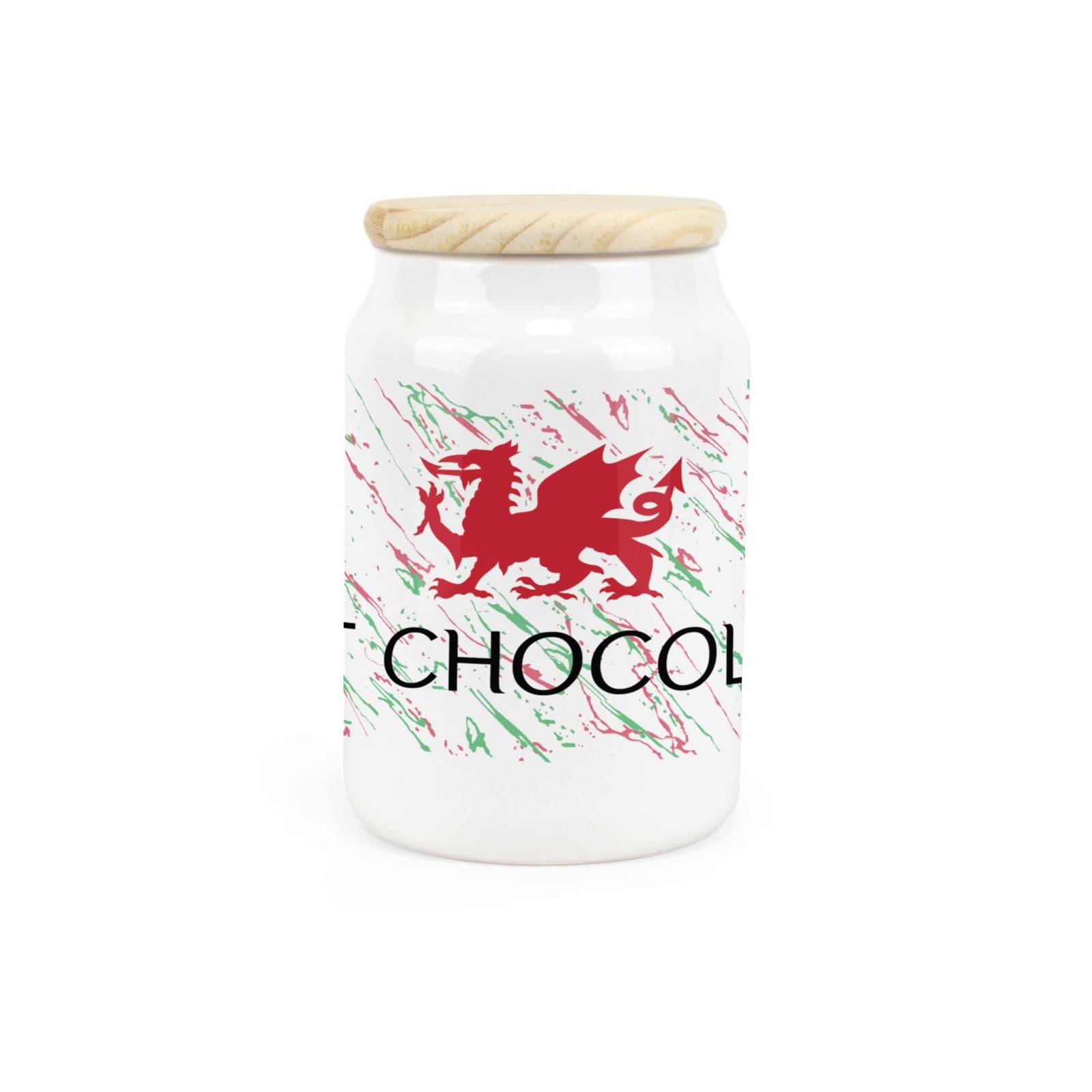 Ceramic Tapered Welsh Dragon Hot Chocolate Canister - Kitchen Storage Container