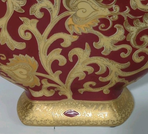 Chinese Vase Handled Da Qing Qianlong Boho Ceramic Porcelain Paisley Red Gold 31 - Picture 7 of 9
