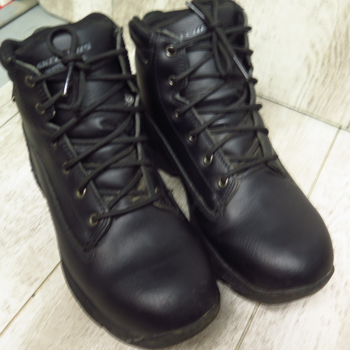 Skechers Mens Black Waterproof Memory Foam Leather Boots Size 8.5 image 2