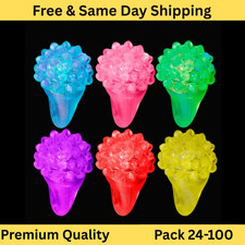 LED Flashing Jelly Bumpy Rings Light Up Party Favors Kids Toys - Bulk Lot Gift