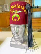 Al Malaikah Shriners Fez Hat  Case Size 7 3/8 Los Angeles Fraternal Supply Co.